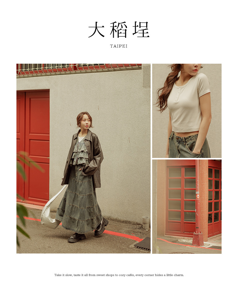 スナップボタンフィットトップス 4色展開