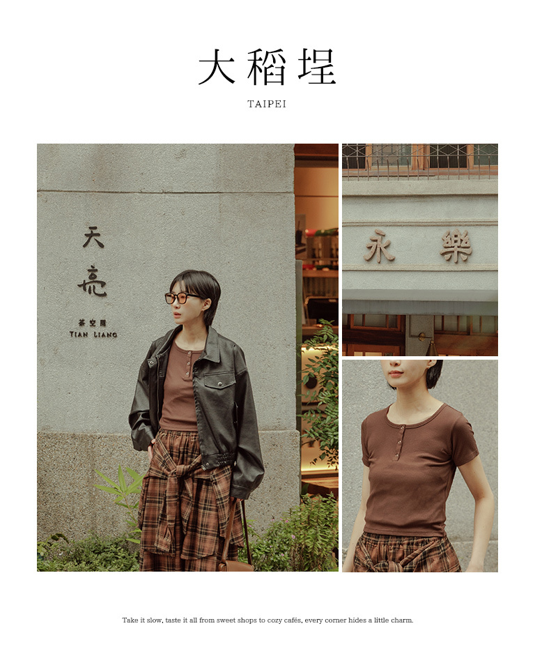 スナップボタンフィットトップス 4色展開