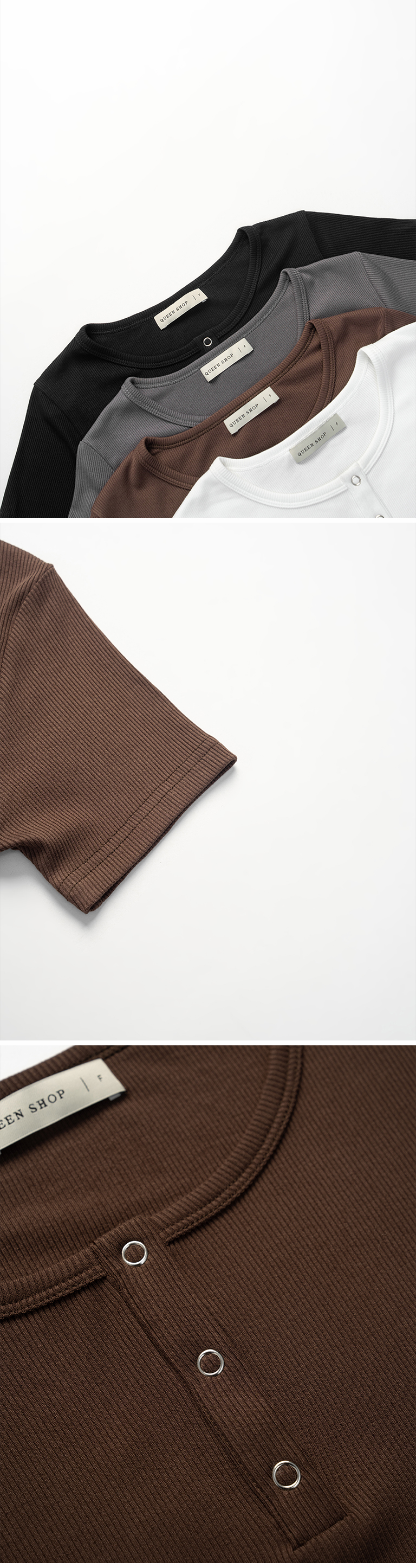 スナップボタンフィットトップス 4色展開