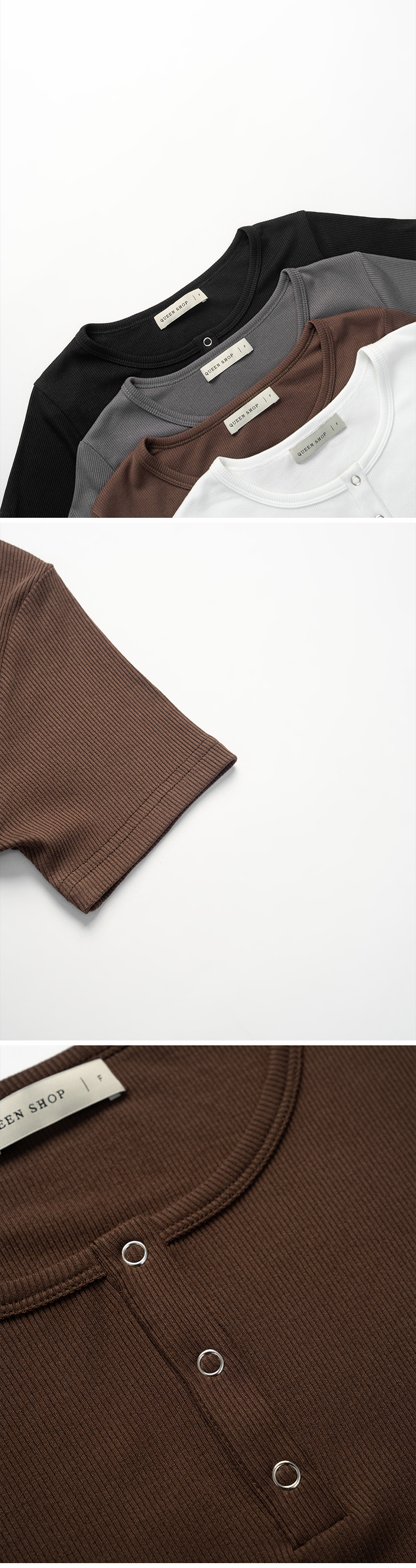 スナップボタンフィットトップス 4色展開