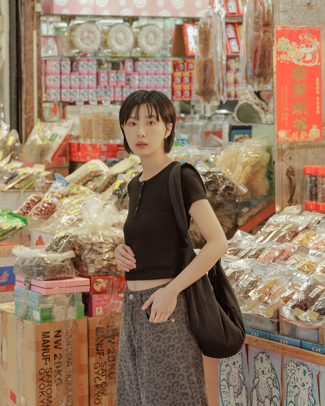 スナップボタンフィットトップス 4色展開