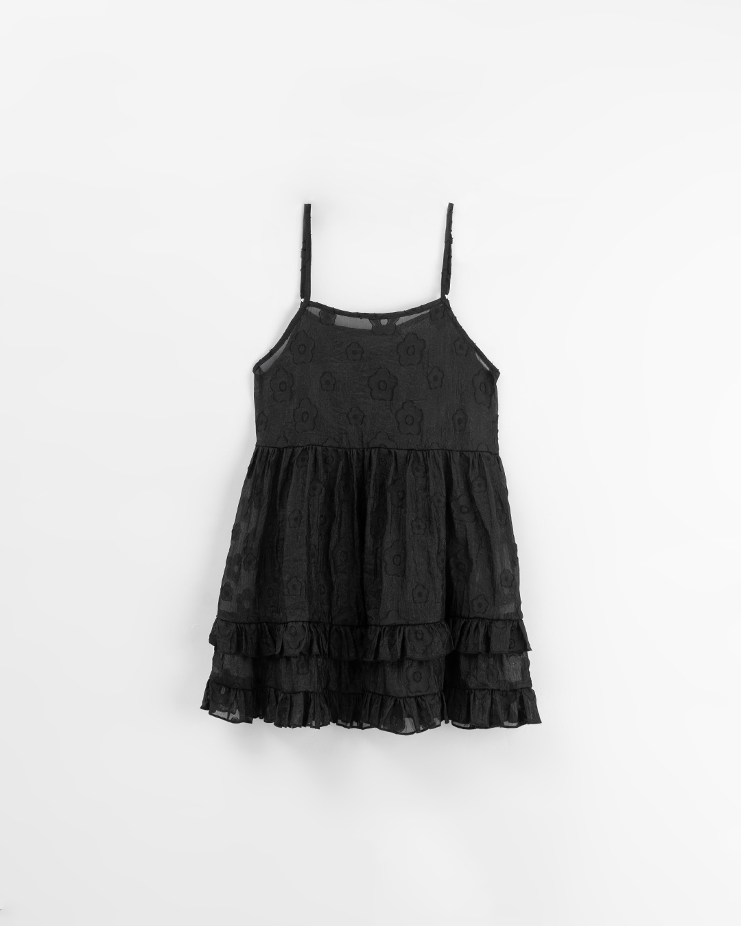 立体フラワー透かし編みキャミソール ブラック
