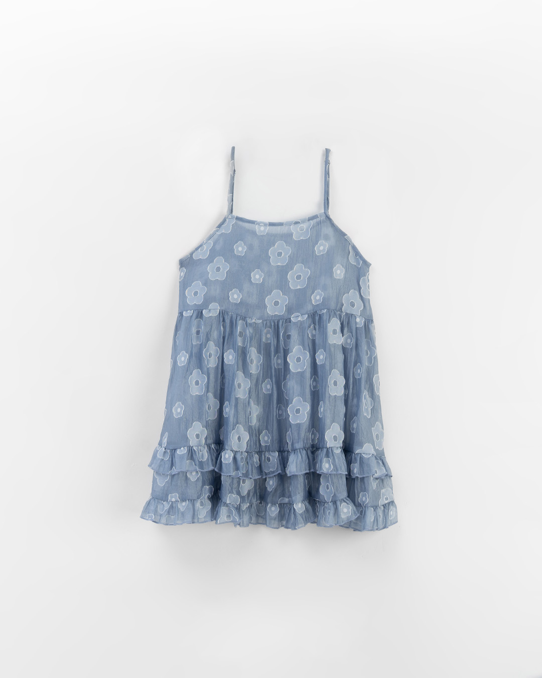 立体フラワー透かし編みキャミソール ブルー