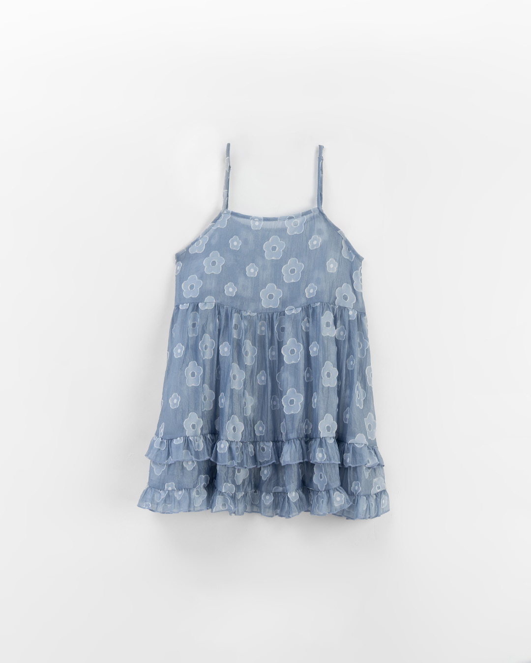 立体フラワー透かし編みキャミソール ブルー
