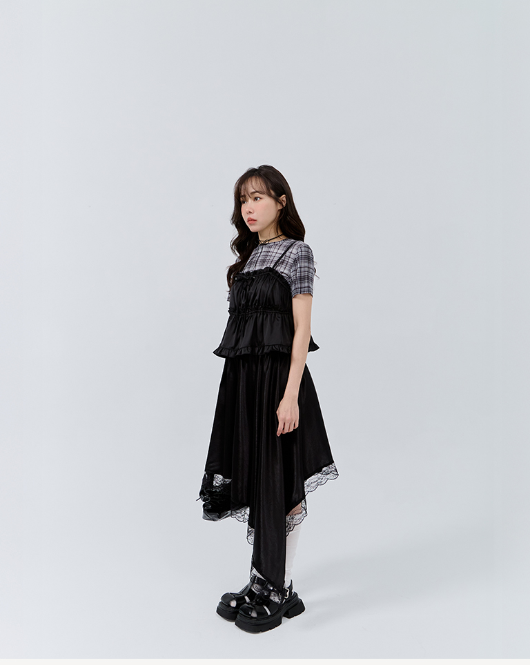チェックシアーストレッチトップス 3色展開