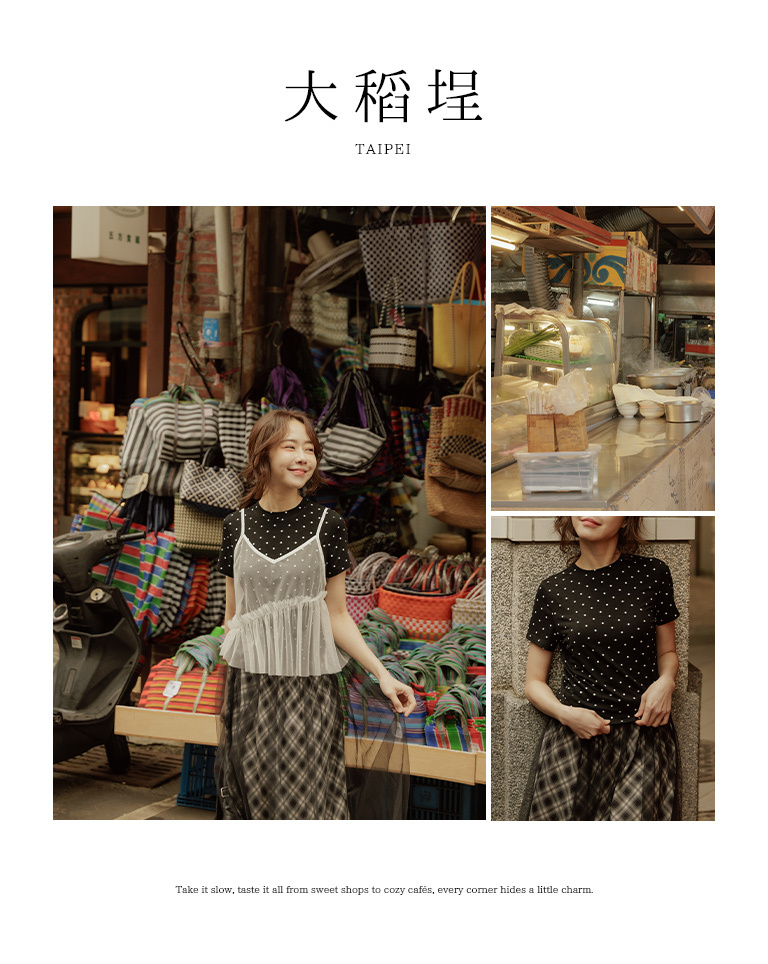 春1尚未收到---ドット柄クルーネックトップス 3色展開