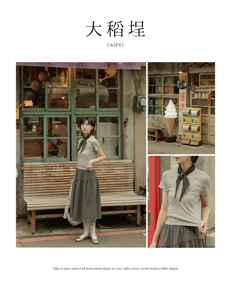 春1尚未收到---ドット柄クルーネックトップス 3色展開