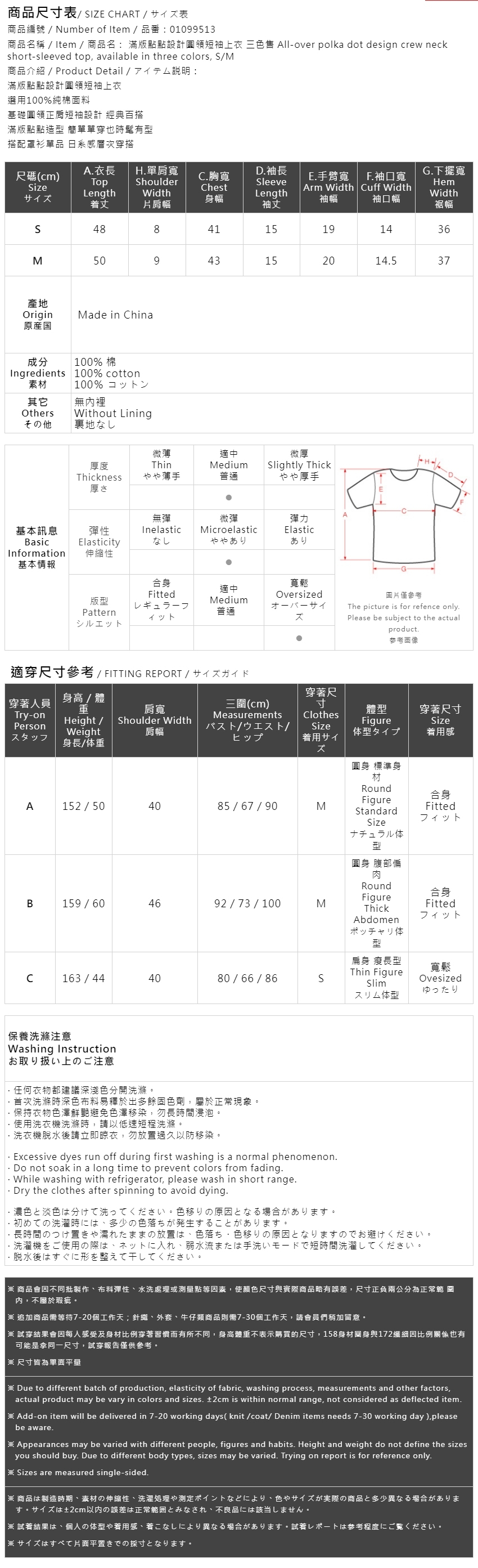 春1尚未收到---ドット柄クルーネックトップス 3色展開