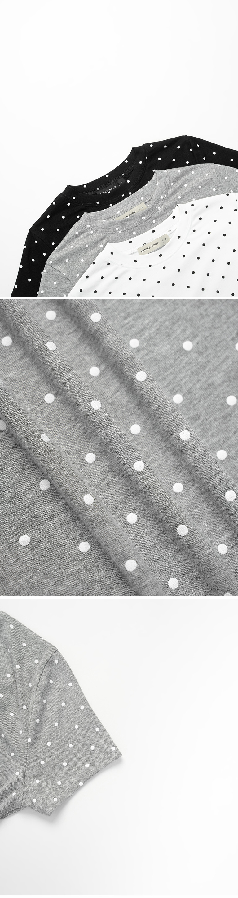 春1尚未收到---ドット柄クルーネックトップス 3色展開