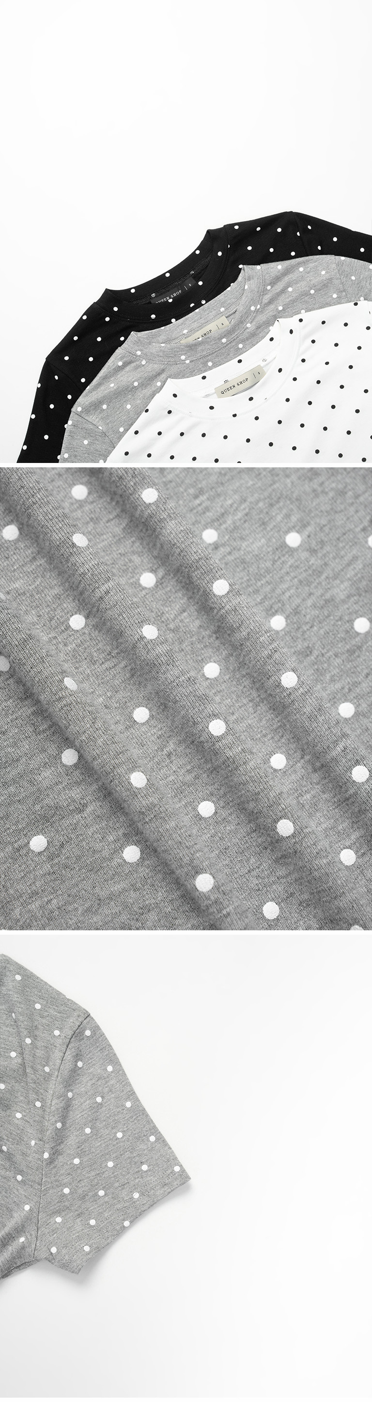 春1尚未收到---ドット柄クルーネックトップス 3色展開