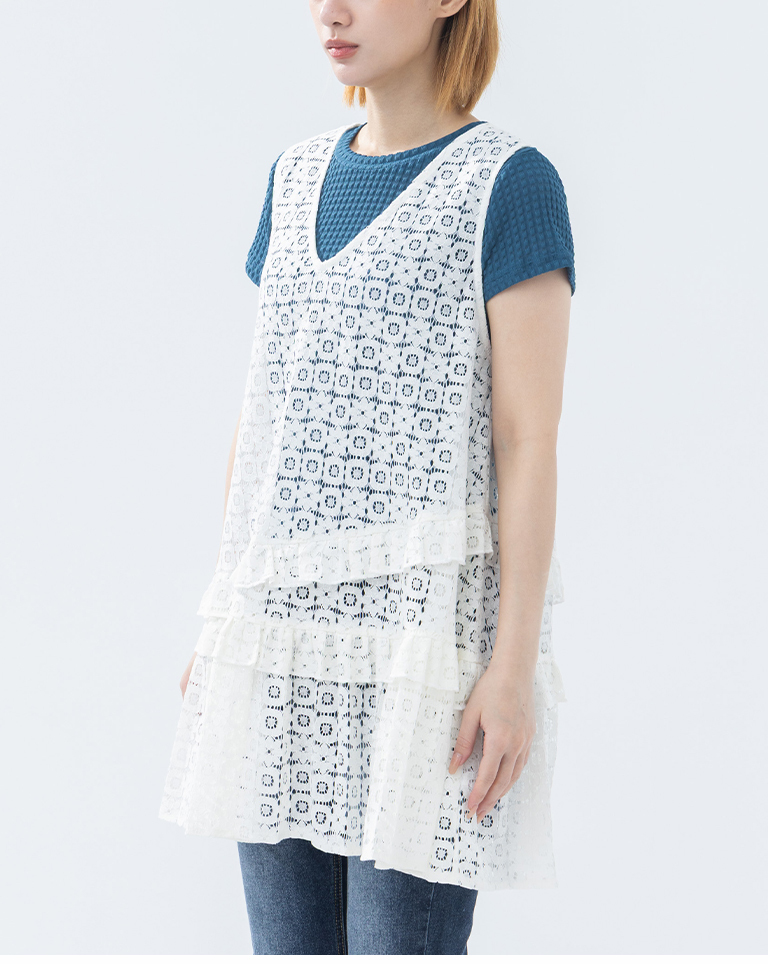 ジャガードレースベスト 2色展開