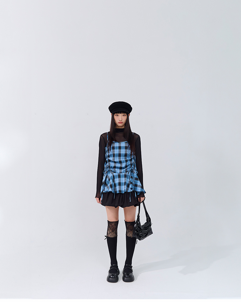 チェックドロストキャミベスト2色展開