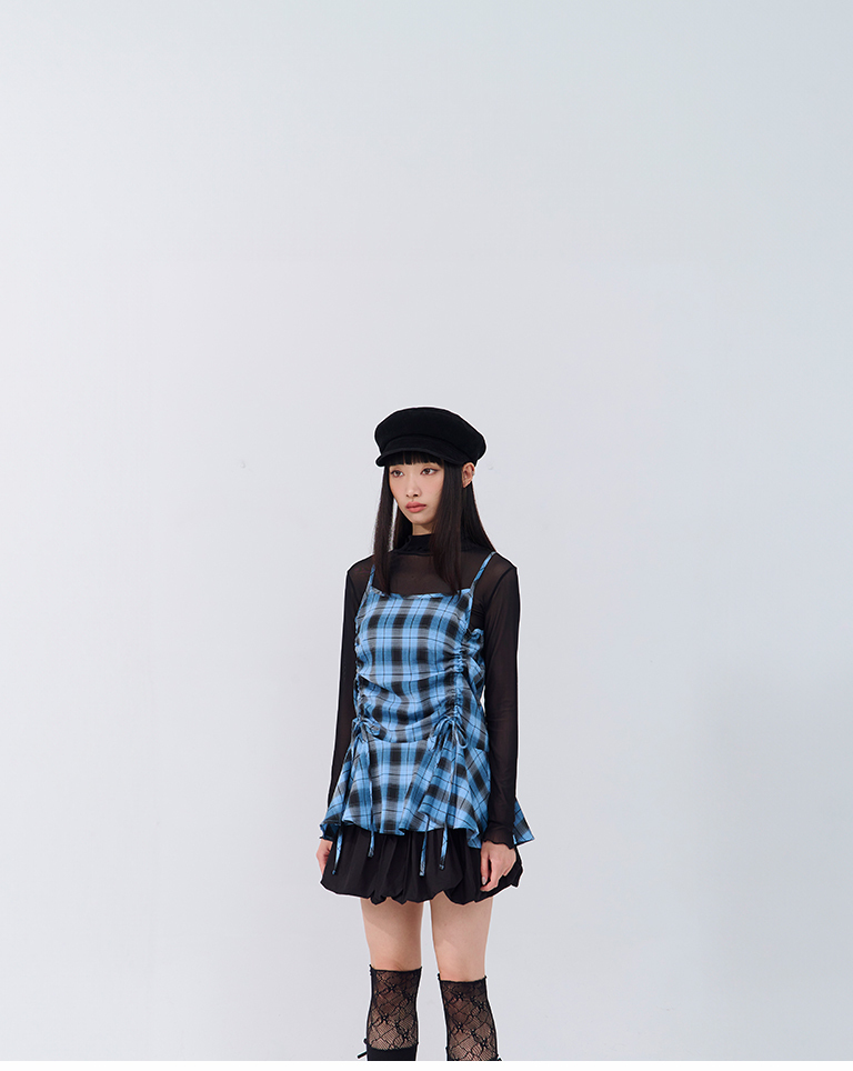 チェックドロストキャミベスト2色展開