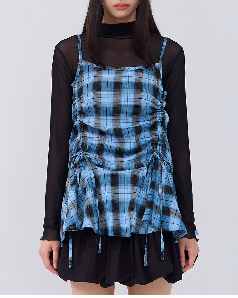 チェックドロストキャミベスト2色展開