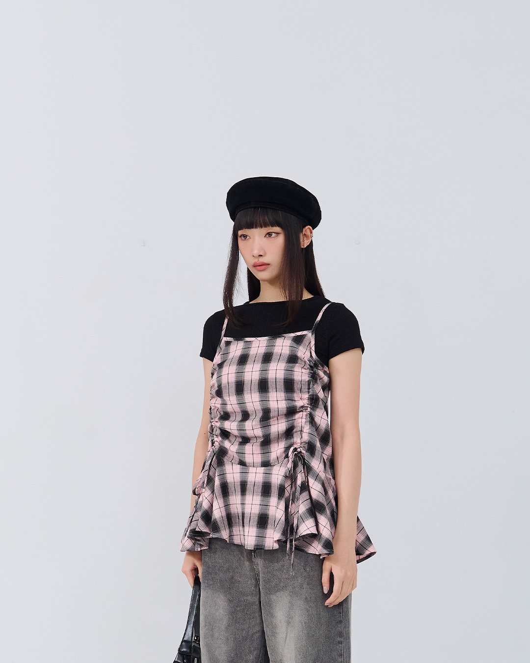 チェックドロストキャミベスト2色展開