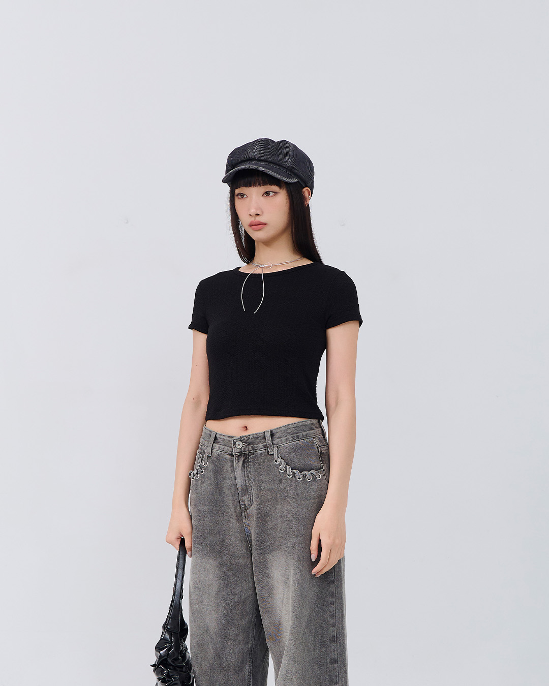 ジャカードクロップドトップス 4色展開