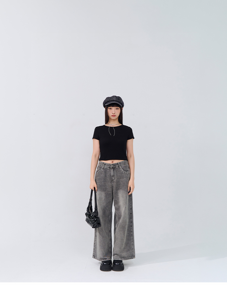 ジャカードクロップドトップス 4色展開