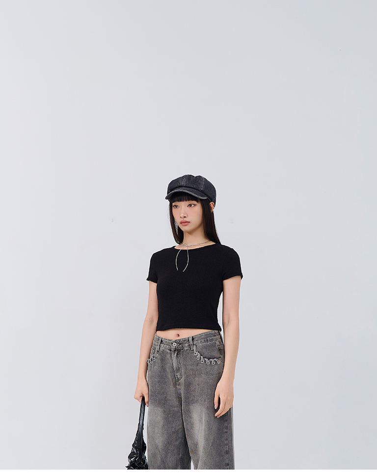 ジャカードクロップドトップス 4色展開