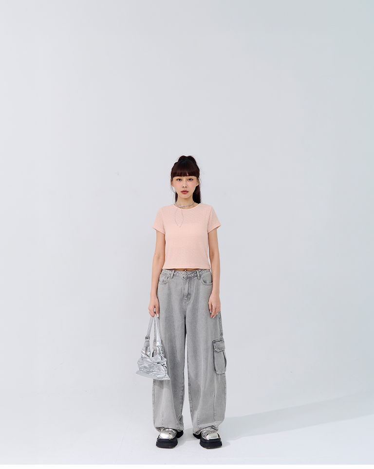 ジャカードクロップドトップス 4色展開