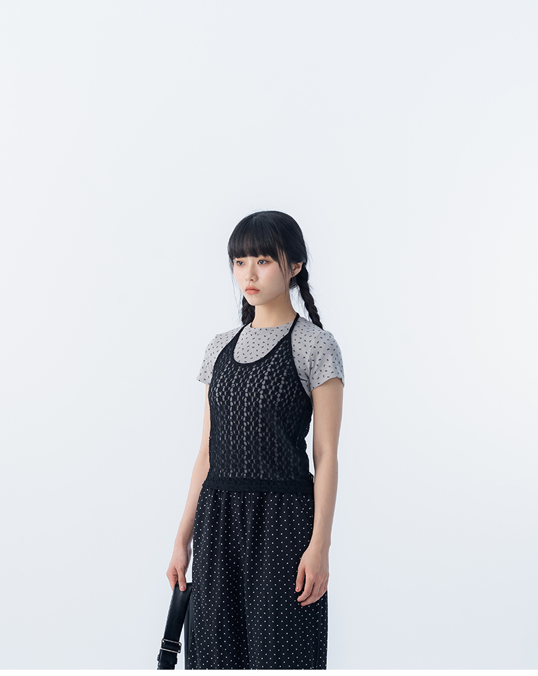 レースホルターネックリボンベスト 4色展開