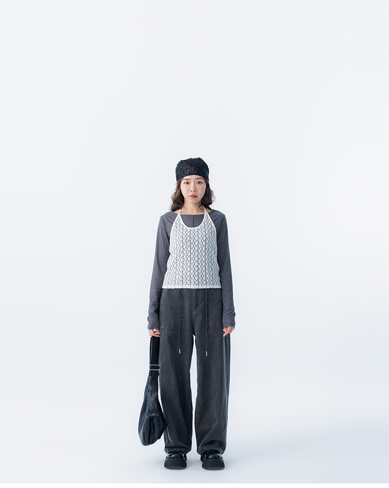 レースホルターネックリボンベスト 4色展開