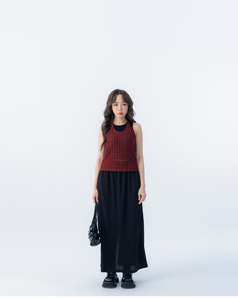 レースホルターネックリボンベスト 4色展開