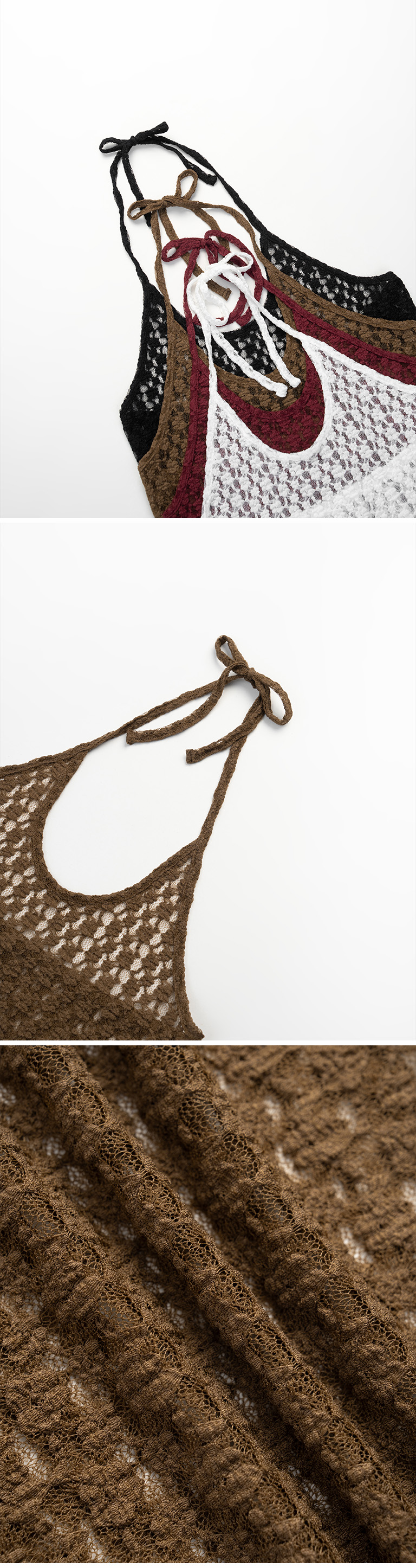 レースホルターネックリボンベスト 4色展開