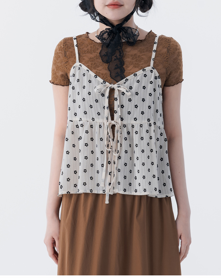 フラワー刺繍キャミベスト 2色展開