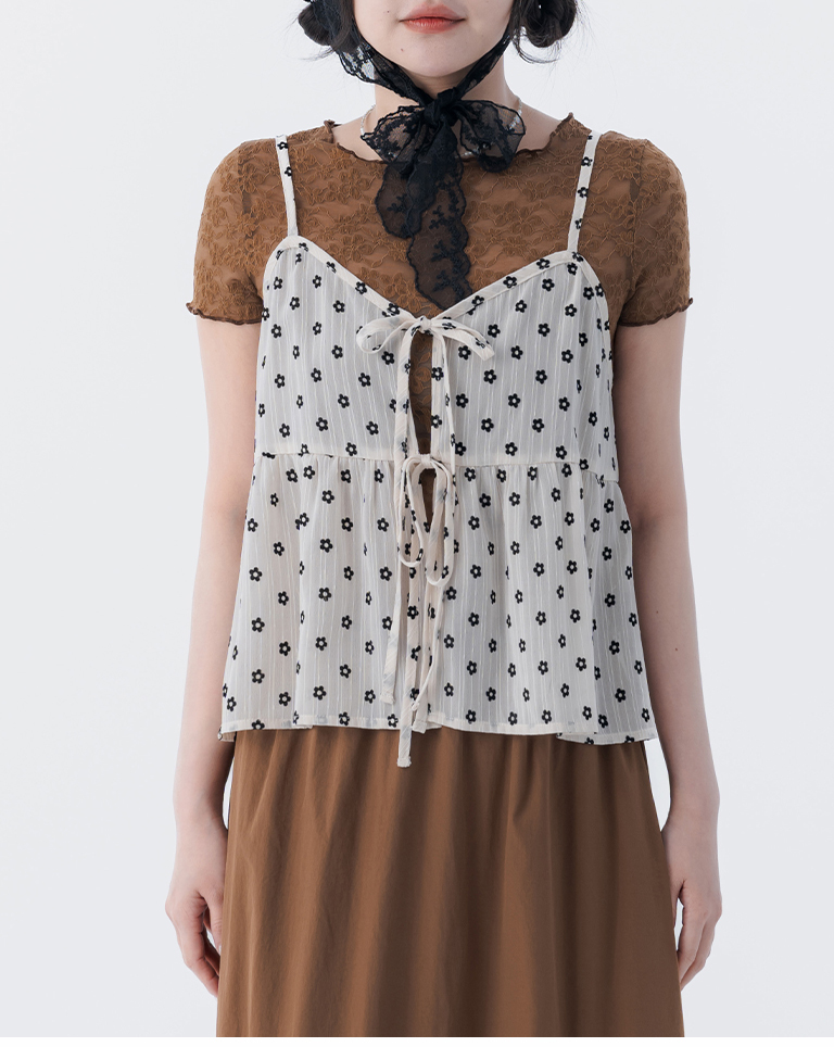 フラワー刺繍キャミベスト 2色展開