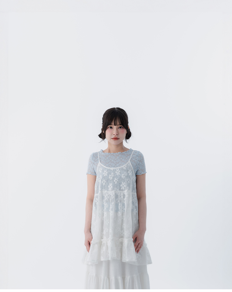 透かしジャカードキャミベスト ホワイト