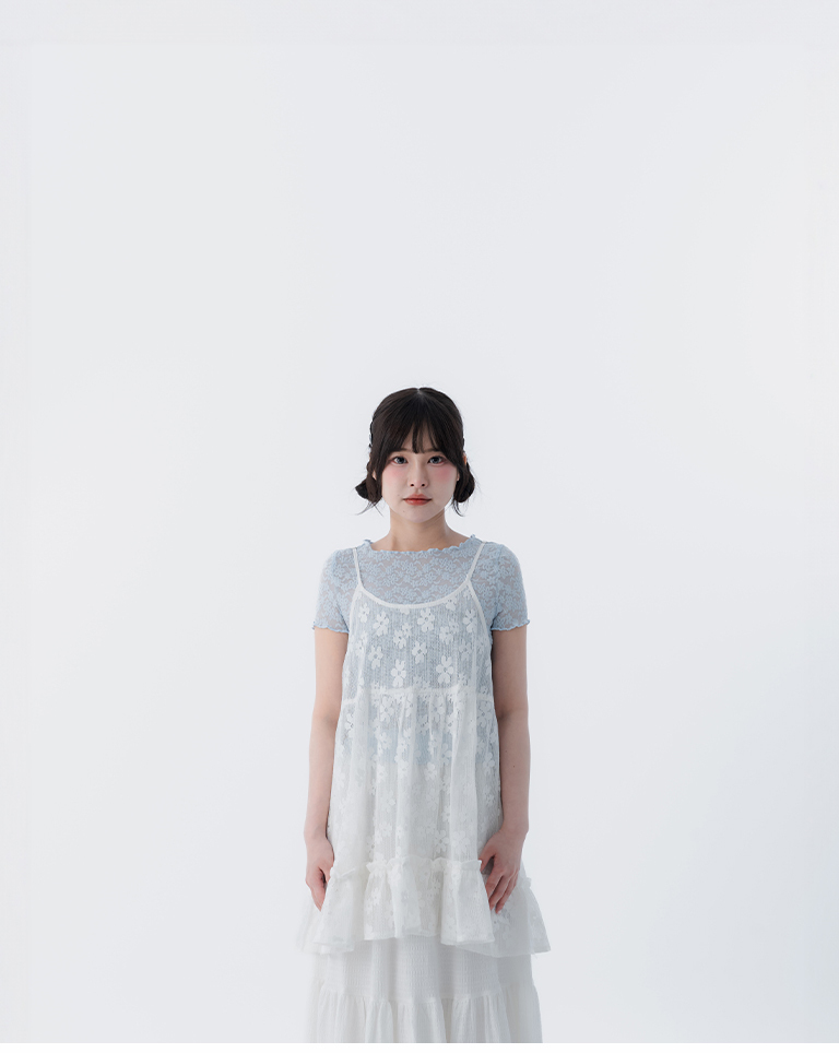 透かしジャカードキャミベスト ホワイト