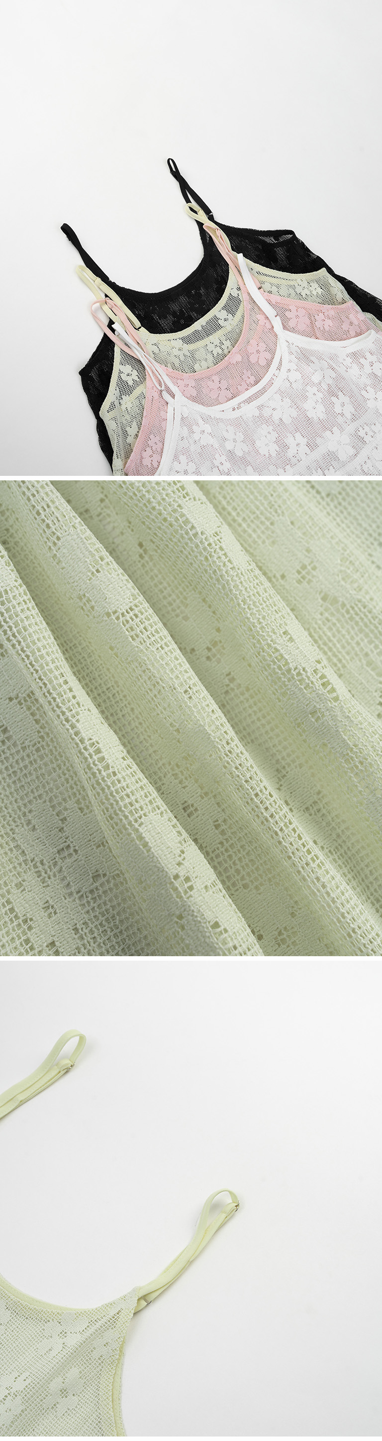 透かしジャカードキャミベスト ブラック