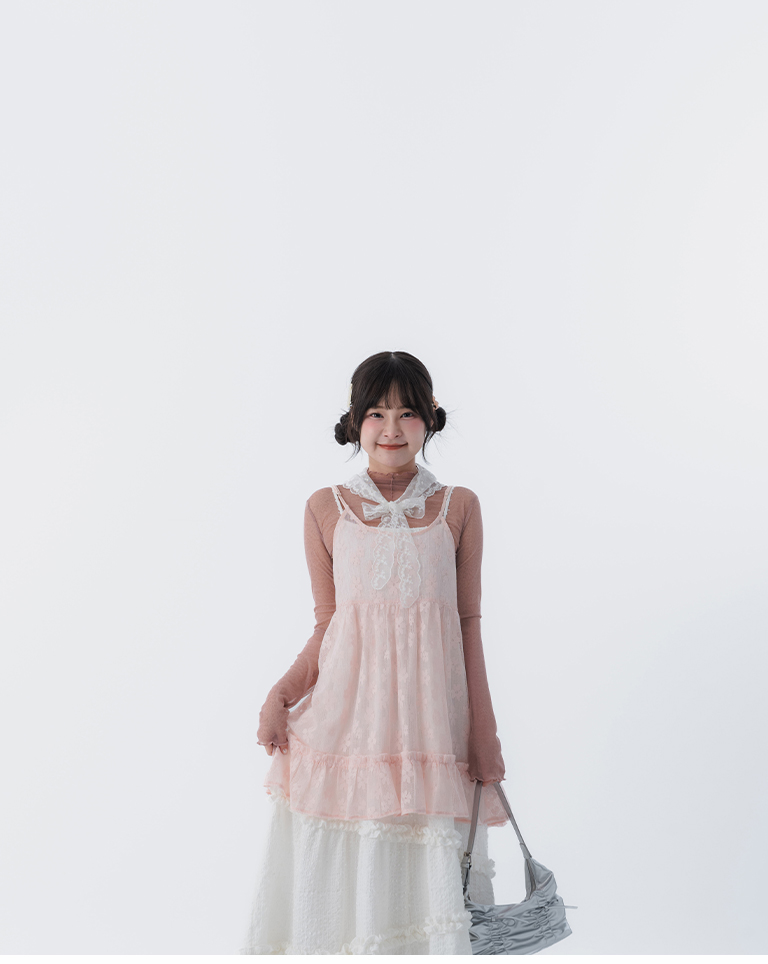 透かしジャカードキャミベスト ピンク