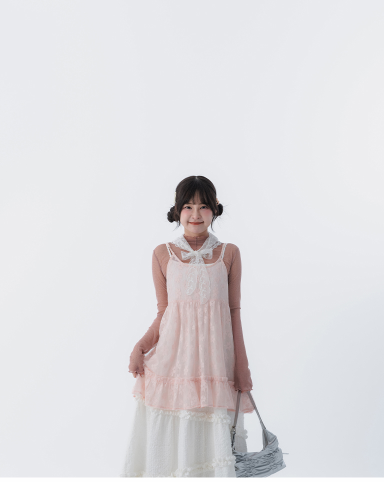 透かしジャカードキャミベスト ピンク