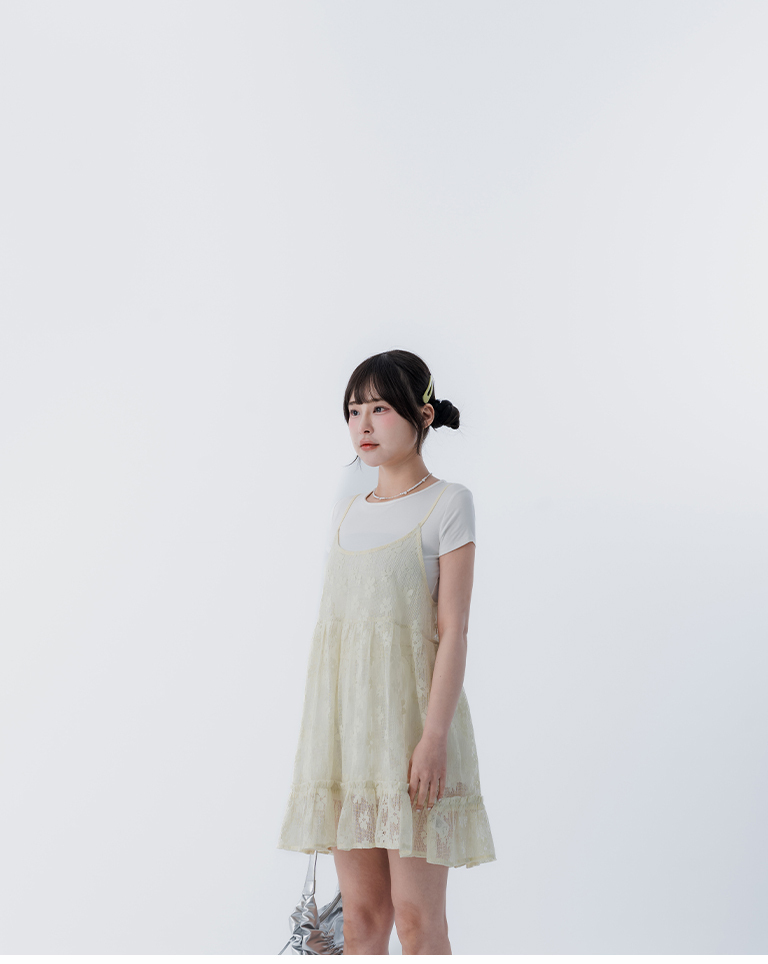 透かしジャカードキャミベスト グリーン