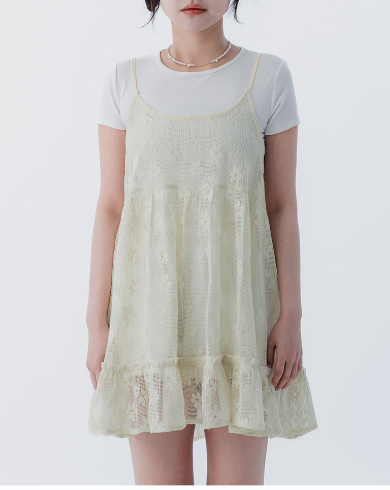 透かしジャカードキャミベスト グリーン