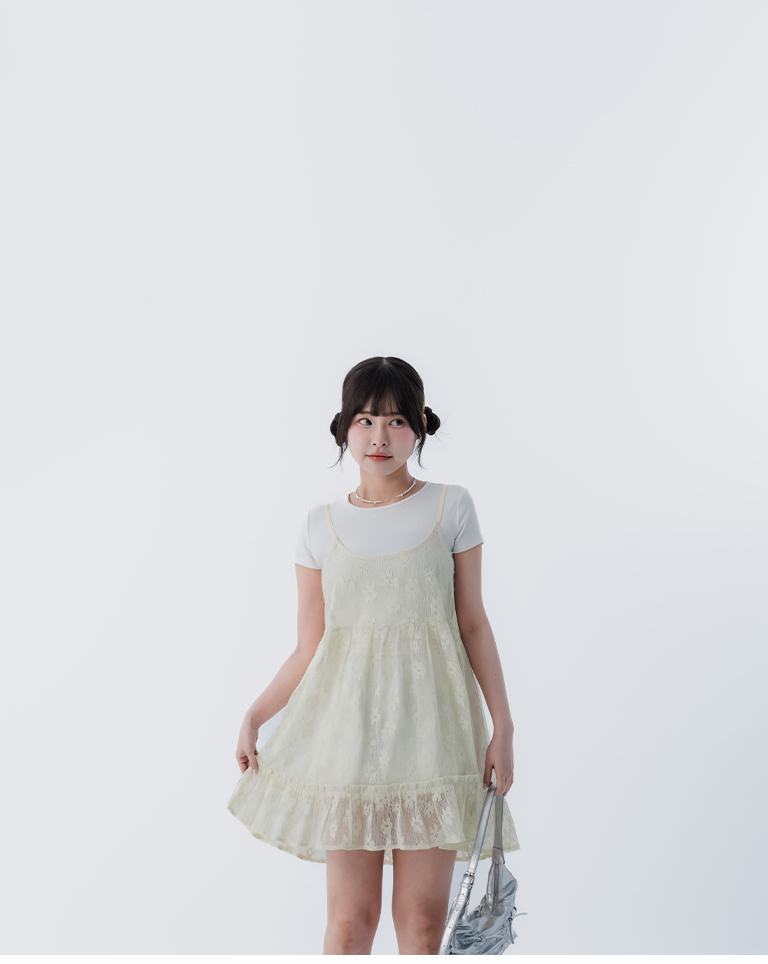 透かしジャカードキャミベスト グリーン