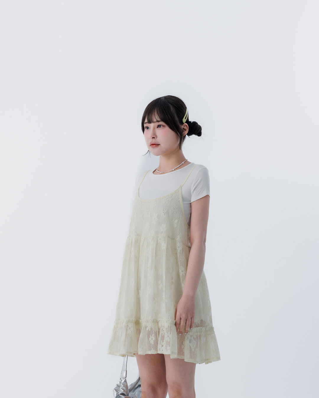 透かしジャカードキャミベスト グリーン