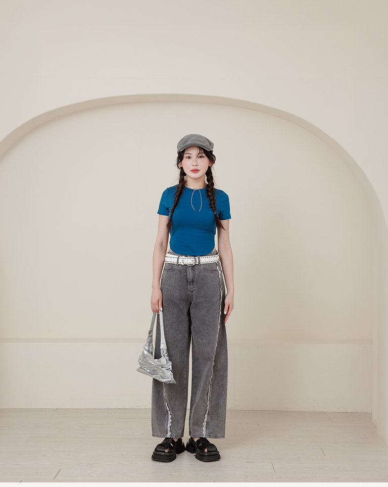 接触冷感ラウンドヘムクルーネックTシャツ 5色展開