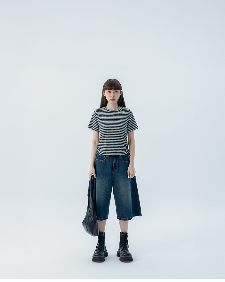 ストライプギャザーコードトップス 2色展開