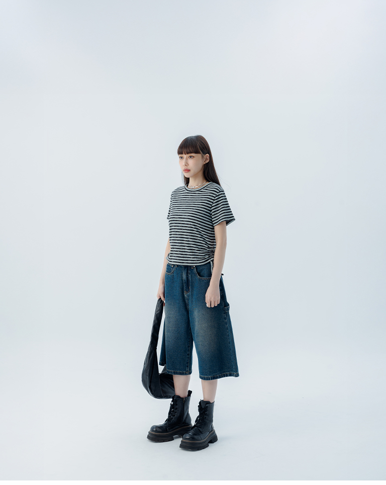 ストライプギャザーコードトップス 2色展開