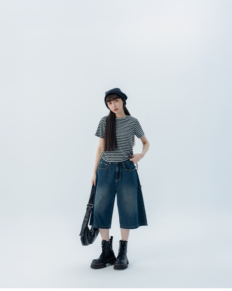 ストライプギャザーコードトップス 2色展開