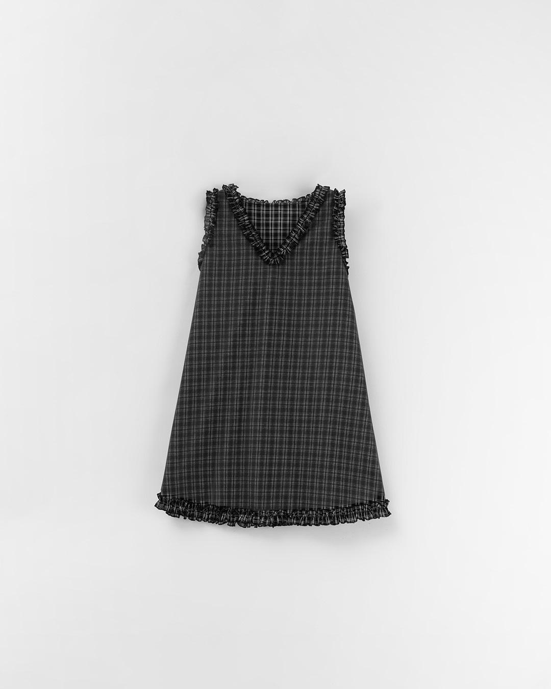 春1尚未收到---ダブルレイヤーチェックワンピース 2色展開