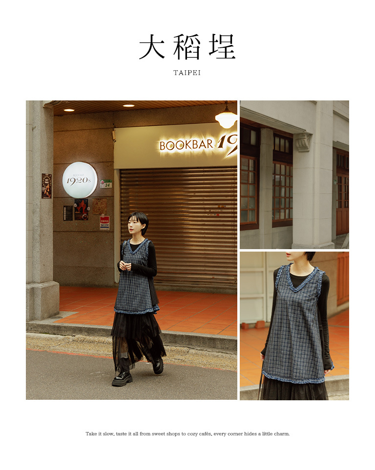 春1尚未收到---ダブルレイヤーチェックワンピース 2色展開