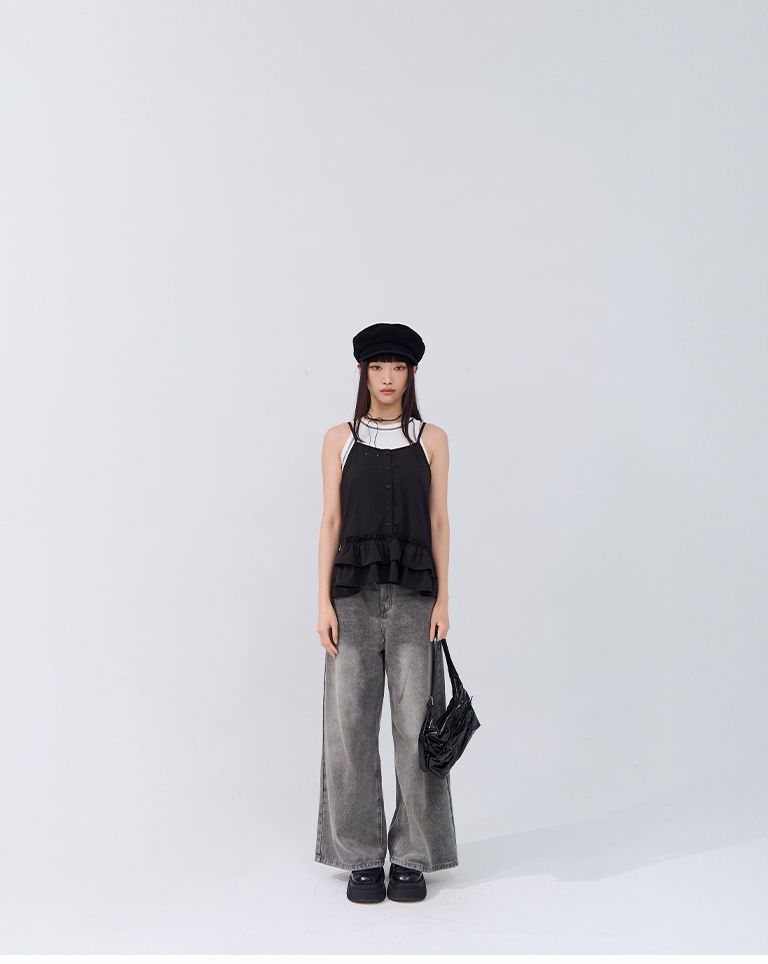 立体ドットフリルキャミベスト 3色展開