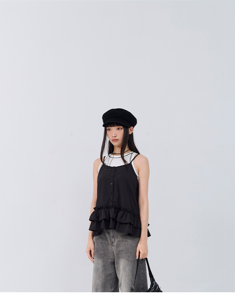 立体ドットフリルキャミベスト 3色展開