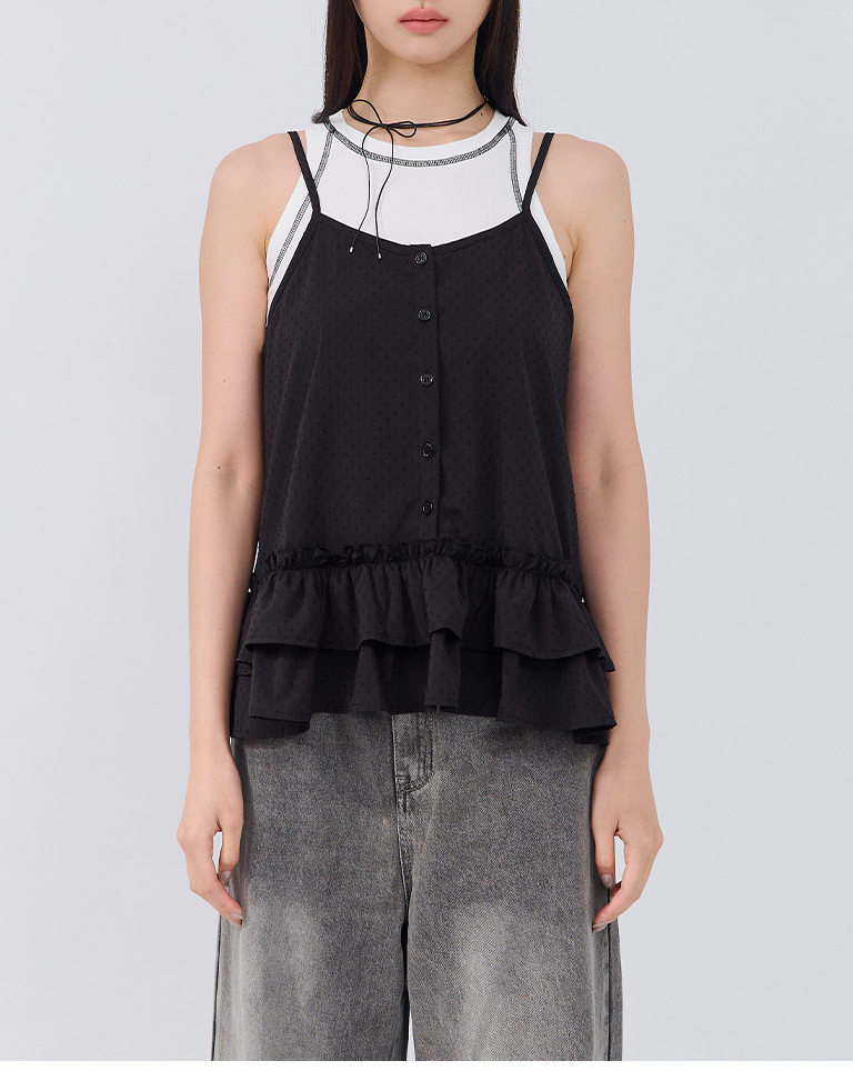 立体ドットフリルキャミベスト 3色展開