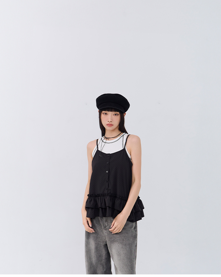 立体ドットフリルキャミベスト 3色展開