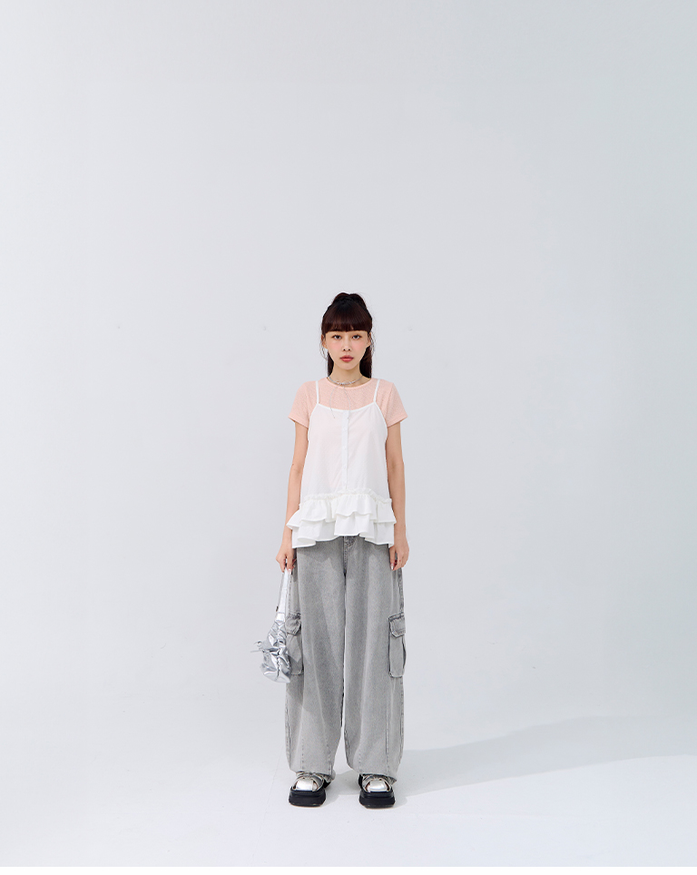 立体ドットフリルキャミベスト 3色展開