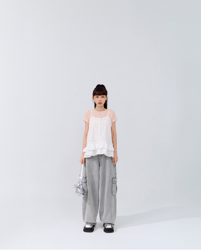 立体ドットフリルキャミベスト 3色展開